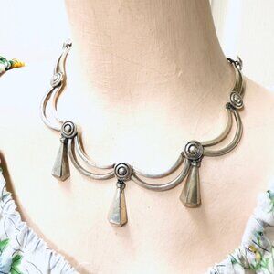 Solid Sterling Silver Swag Necklace Vintage